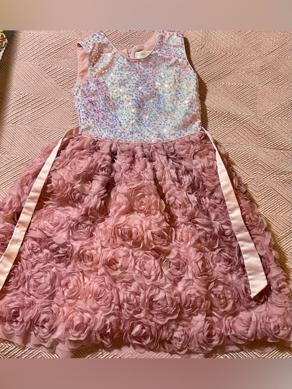 Kensie girl’s pink sequin and rose dress